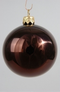 X052T1 Box of 6 shiny brown glass balls D8cm