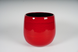 C669DQ Red ceramic planter D28cm H27cm