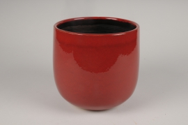 C767DQ Cache-pot en céramique rouge D13cm H12cm