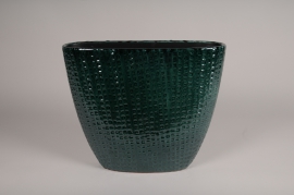 C810DQ Jardini&egrave;re en c&eacute;ramique vert &eacute;meraude 49x16cm H41cm