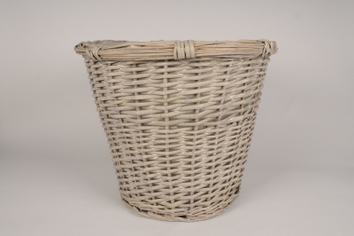 C833DQ Cache-pot en osier gris D44cm H39cm