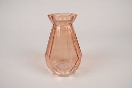 C879DQ Light orange glass vase D14cm H24cm