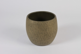 C902DQ Cache-pot en céramique kaki mat D15cm H14.5cm