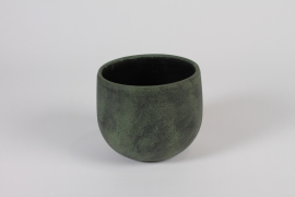 C909DQ Grey green concrete planter D15.5cm H14cm