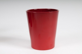 Cache-pot en céramique rouge D14 H15cm