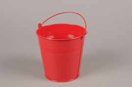 A007Y8 Cache-pot en zinc rouge D13cm H12.5cm