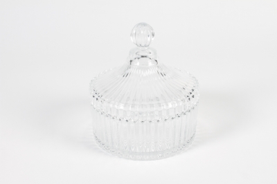 CV-000024 Bonbonni�re en verre transparent D13,8cm H15cm