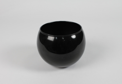 CV-000027 Black glass ball vase D16cm H12.5cm