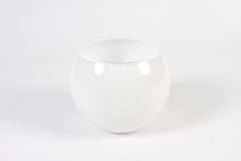 CV-000031 White glass ball vase D16cm H12.5cm