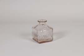CV-000035 Smoked clear glass bottle vase D9cm H11cm