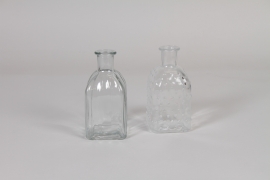 CV-000037 Vase bouteille en verre transparent assorti D6,5cm H14cm