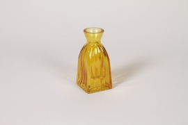 CV-000042 Flacon en verre strié ambre H11cm