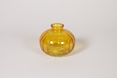 CV-000043 Vase bouteille en verre ambre D10,5cm H8,5cm