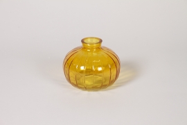CV-000043 Vase bouteille en verre ambre D10,5cm H8,5cm