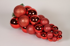 D4-000015 Grappe boule en plastique rouge D24cm H46cm