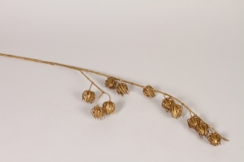 DI-000365 Artificial gold hibiscus fruit branch H93cm