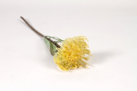 DI-000374 Artificial light yellow protea H43cm