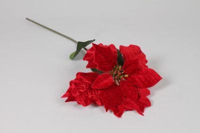DI-000385 Artificial red velvet poinsettia H53cm