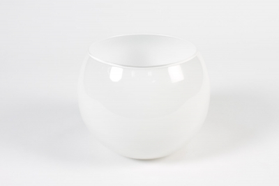DQ-000261 Glass ball vase white D20cm H18cm