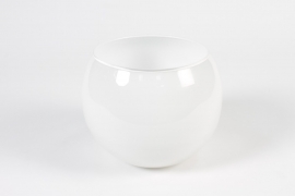 DQ-000261 Glass ball vase white D20cm H18cm