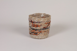 DQ-000264 Cache-pot en corde recyclée D14cm H15cm