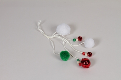 DQ-000334 Pompon vert et rouge H40cm