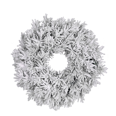 DQ-000517 Couronne de no�l artificielle verte givr�e D40cm