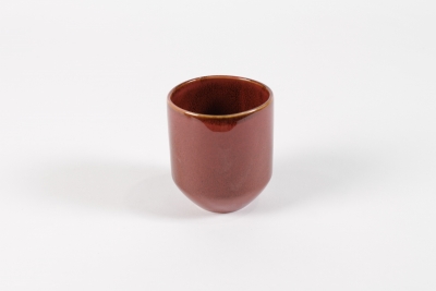 DQ-000576 Cache-pot en c�ramique marron brillant D7.5cm H7.5cm