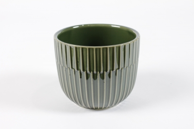DQ-000583 Cache-pot en c�ramique vert brillant D17cm H16cm