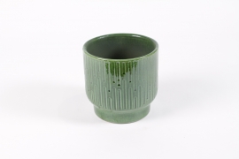 DQ-000588 Green ceramic planter D14cm H14cm