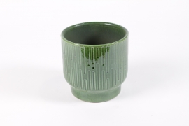 DQ-000589 Cache-pot vertical céramique vert brillant D17cm H15cm