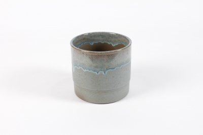DQ-000600 Cache pot en c�ramique bleu vert D14cm H12,5cm
