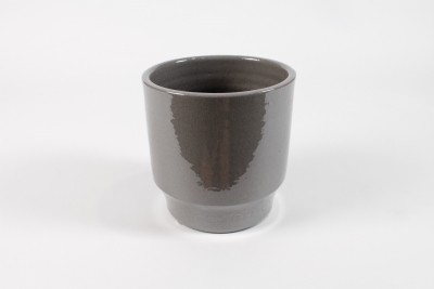 DQ-000612 Cache-pot en c�ramique gris brillant D16.5cm H16.5cm