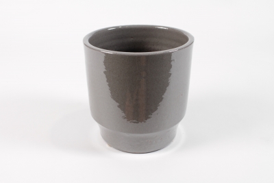 DQ-000613 Cache-pot en c�ramique gris brillant D21.5cm H22cm