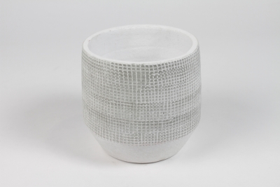 DQ-000624 Grey white ceramic planter D19cm H17cm