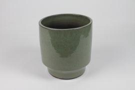 DQ-000633 Green grey ceramic planter D21cm H22cm