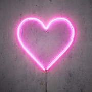 DQ-000648 Pink neon heart with timer D48cm