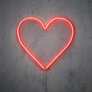 DQ-000649 Red neon heart with timer D48cm