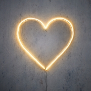 DQ-000650 Warm white neon heart with timer D48cm