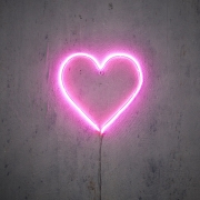 DQ-000651 Pink neon heart with timer D33cm