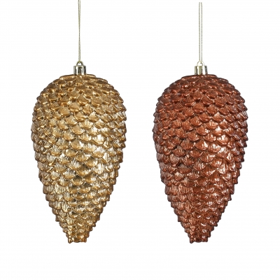 DQ-000668 Pomme de pin en plastique couleur assortie D9cm H16cm
