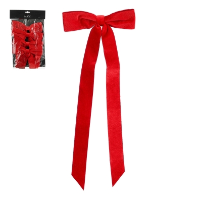 DQ-000692 Pack of 4 red velvet bows 19x48cm