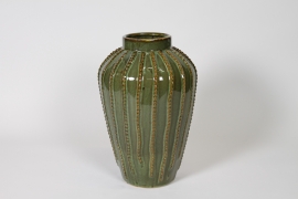 DQ-000717 Dark green ceramic vase D24cm H35cm