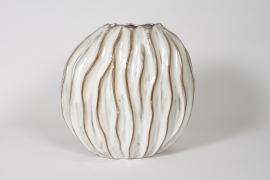 DQ-000721 Vase en c&eacute;ramique beige 33x15cm H33cm