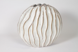 DQ-000722 Vase en c&eacute;ramique beige 43x17cm H41cm