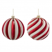 DQ-000748 Boule en verre blanche et rouge assortie D15cm