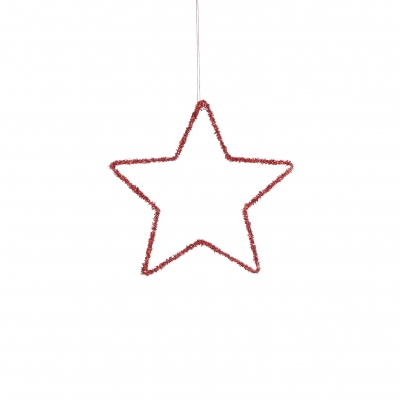 DQ-000750 Etoile en m�tal rouge paillet� D25cm