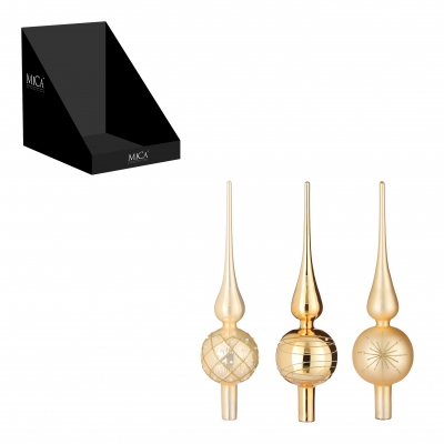 DQ-000753 Assorted gold glass tree topper D8cm H31cm