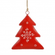 DQ-000760 Sapin en m&eacute;tal rouge &agrave; suspendre H25cm