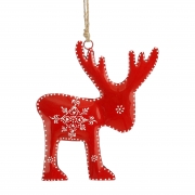 DQ-000761 Renne en m&eacute;tal rouge &agrave; suspendre H25cm